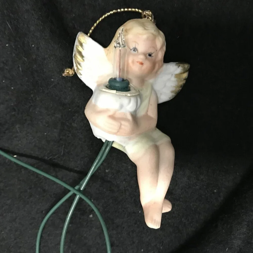 Ceramic Angel Cherrub String Lights 10 Count